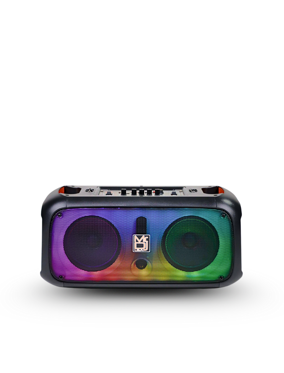 MR DJ FIRE-FLAME Double 6.5" Rechargeable Portable Karaoke Speaker with Party Flame Lights Microphone TWS USB FM Radio