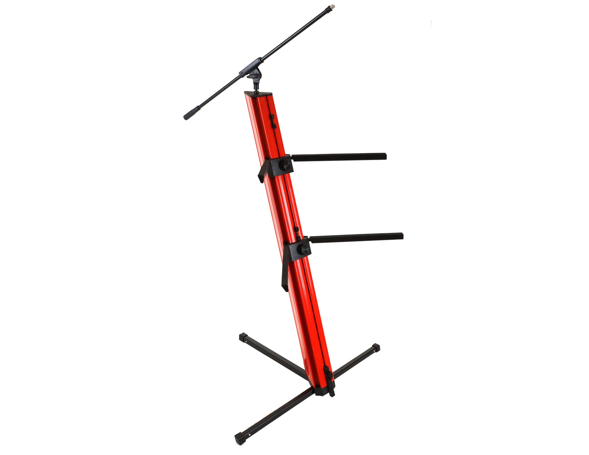MR DJ KSPRO1500R PRO 2-Tier Red Column Keyboard Stand W Mic Boom Arm + Case