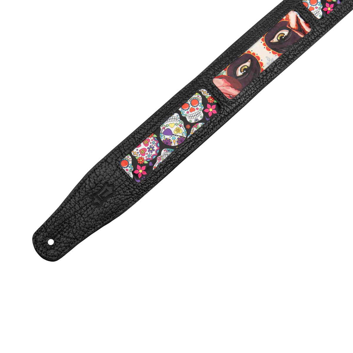 Levy's Leathers M26CAL-002 Leather Eyes Print Design Guitar Strap
