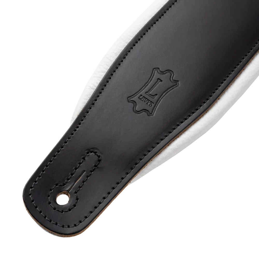 Levy's Leathers M26PD-BLK_WHT Top Grain Leather Guitar Straps - Black and White Tuxedo