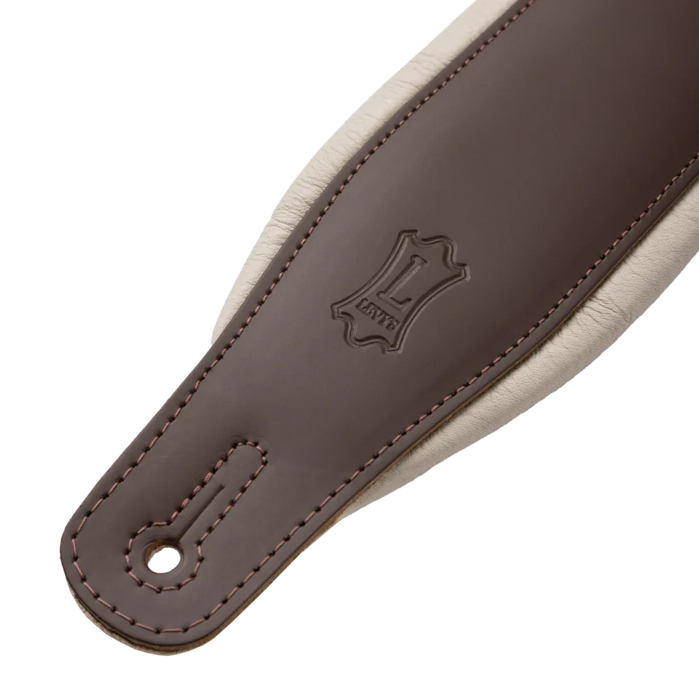 Levy's Leathers M26PD-BRN_CRM 3" Wide Amped Leather Series Guitar Strap