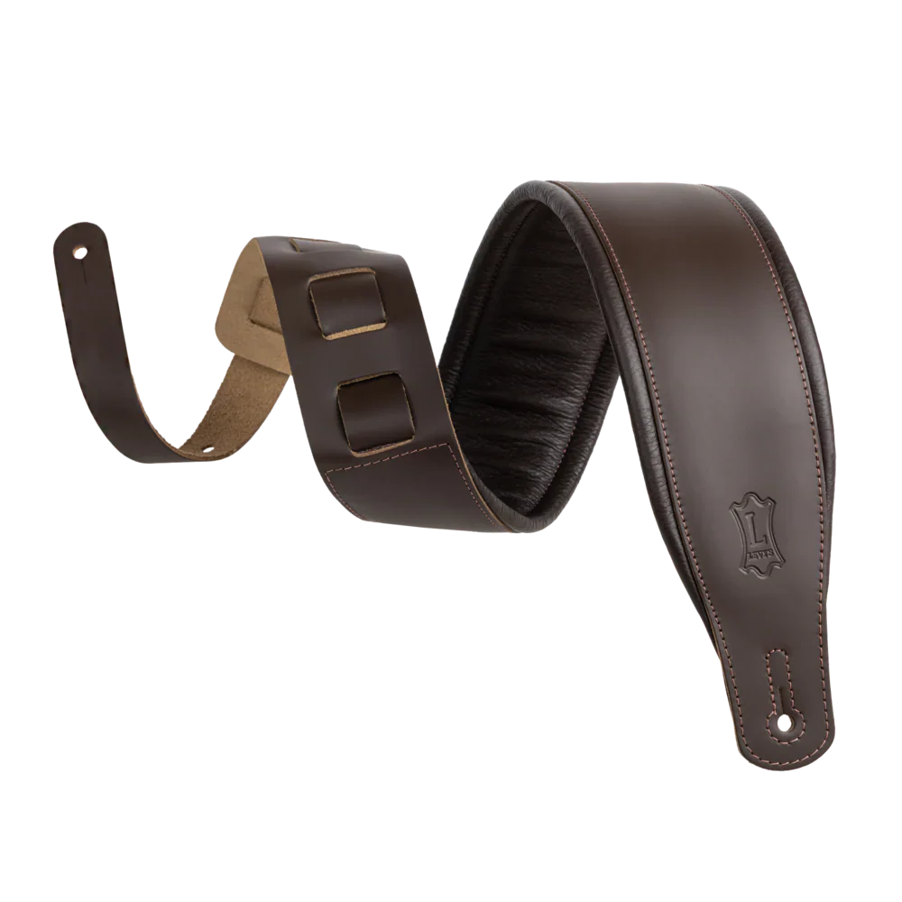 Levy's Leathers M26PD-DBR-XL 3" Wide Amped Leather Series Extra Long Guitar Strap - Dark Brown