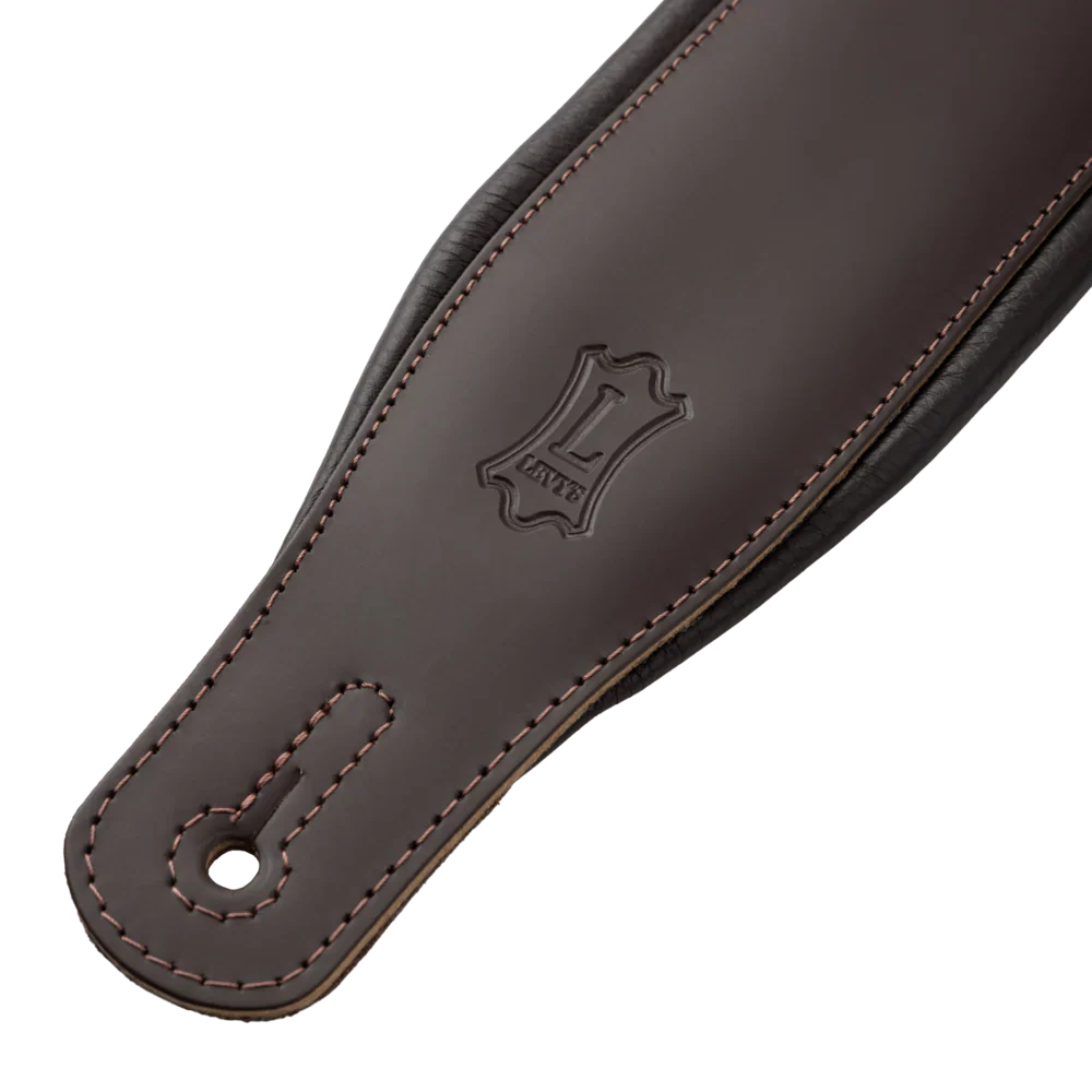 Levy's Leathers M26PD-DBR_DBR 3" Wide Amped Leather Series Guitar Strap - Dark Brown