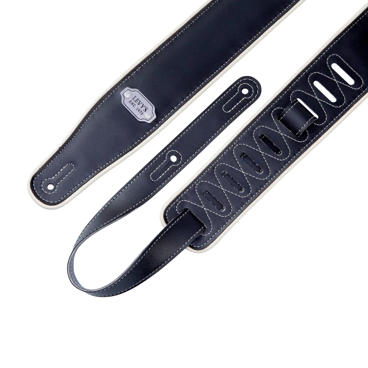 Levy's Leathers M26VCP-BLK_GRY 2.75" Vinyl Guitar Strap - Black, Grey, and Cream