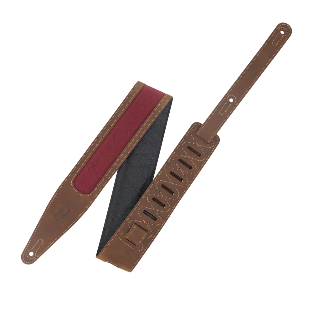 Levy's Leathers M317TRI-BRN-BRG Guitar Strap - Brown, Burgundy