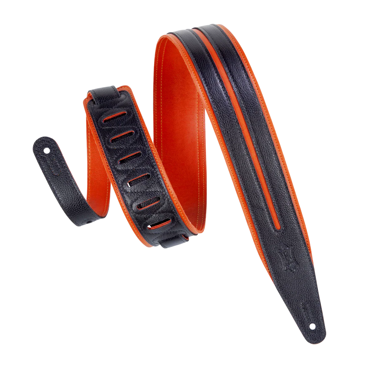 Levy's Leathers MG317DRS-ORG_BLK 2.5" Garment Leather Guitar Strap - Black and Orange