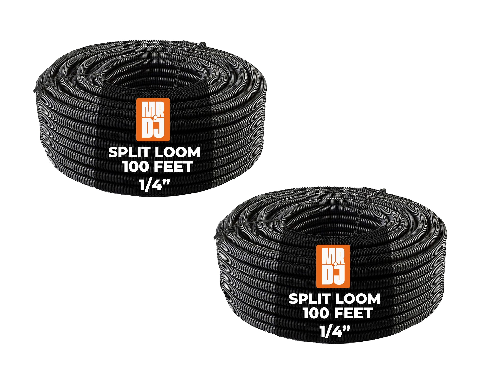 MR DJ DSLT14 200 feet 1/4" 200' split loom tube polyethylene high-temperature DJ, automotive, marine, industrial electrical wire & cable conduit