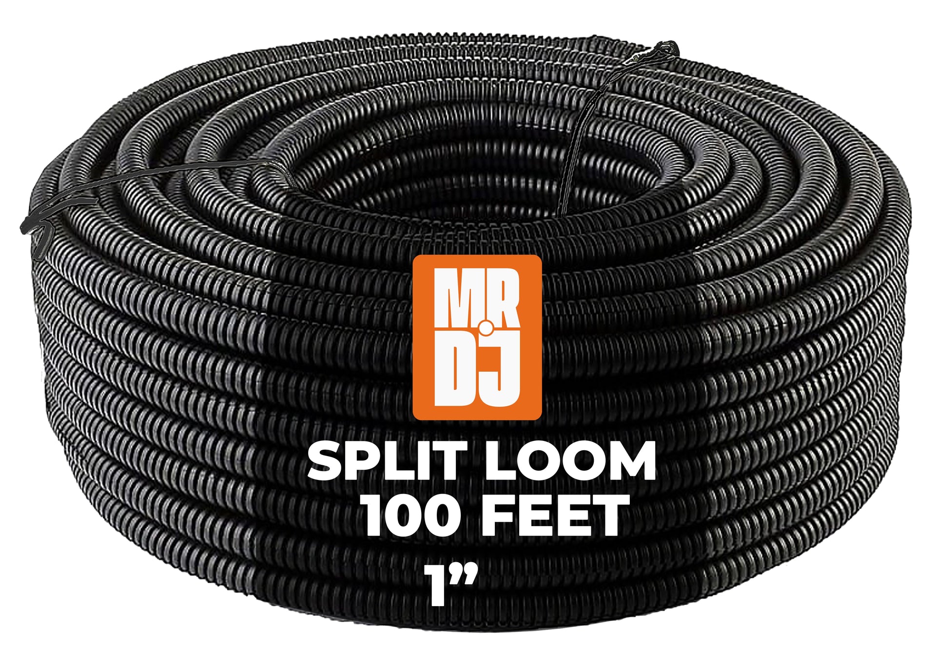 MR DJ DSLT1 100' 1" 25mm Black Split Wire Loom Conduit Tubing Sleeve Tube