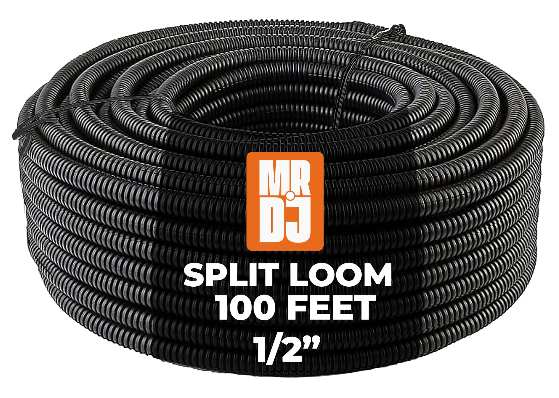 MR DJ DSLT12 100' 1/2" 12.7mm Black Split Wire Loom Conduit Tubing Sleeve Tube