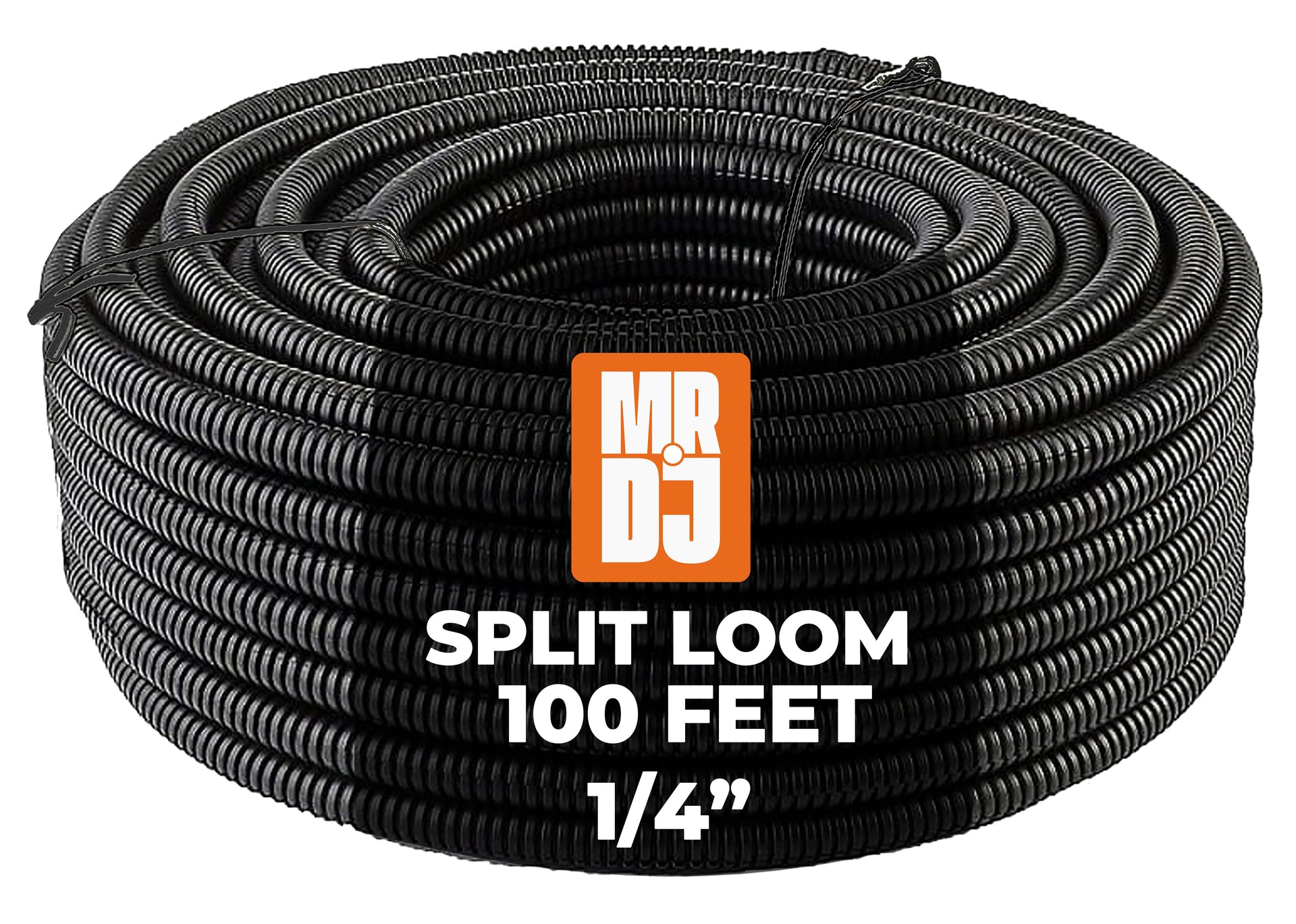 MR DJ DSLT14 100' 1/4" 6.35mm Black Split Wire Loom Conduit Tubing Sleeve Tube