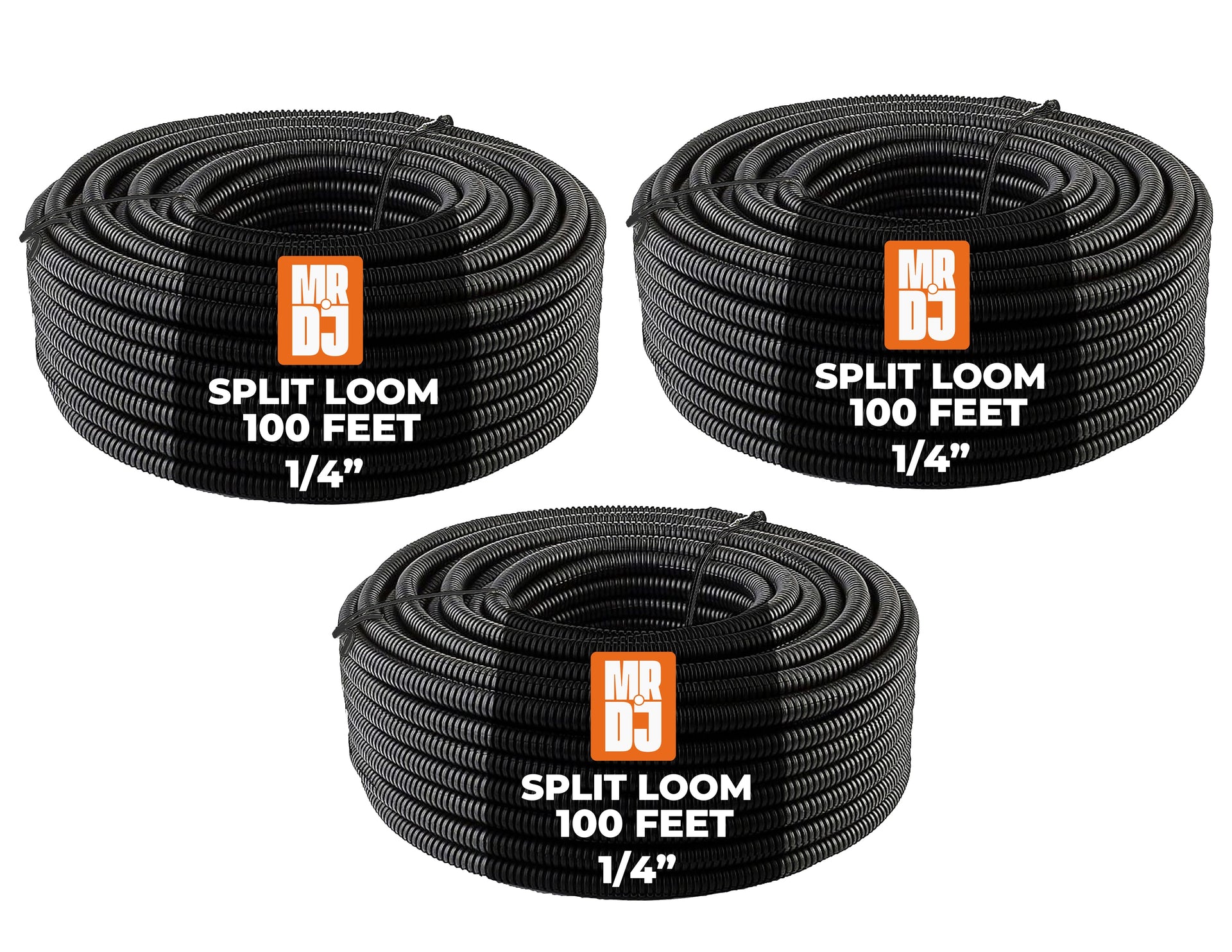 MR DJ 300' (100' Roll) 1/4" & 3/8" & 1/2" Split Wire Loom Conduit Tubing Sleeve Tube Bundle