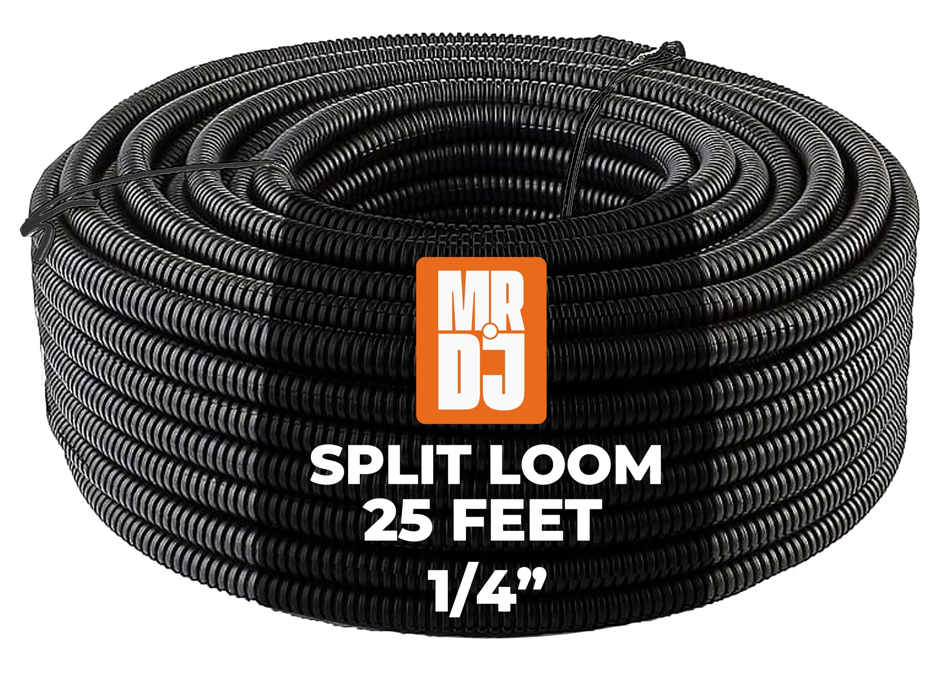 MR DJ 4-Pack 1/4", 3/8", 1/2", 3/4" x 25 Feet Each Split Wire Loom Convoluted Tubing
