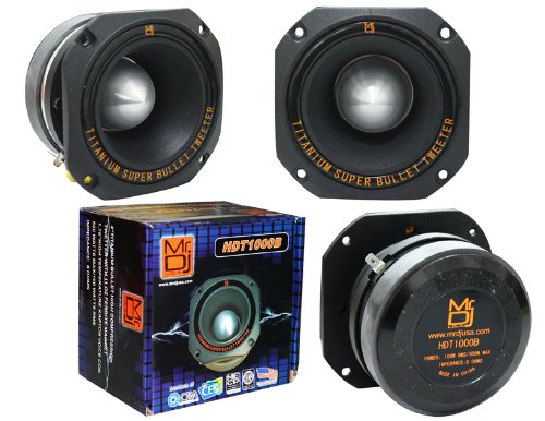 2 MR DJ HDT1000B 4" Titanium Horn Bullet High Compression Tweeter Car Van ATV UTV Marine Boat Motorcycle Motorsports Competition