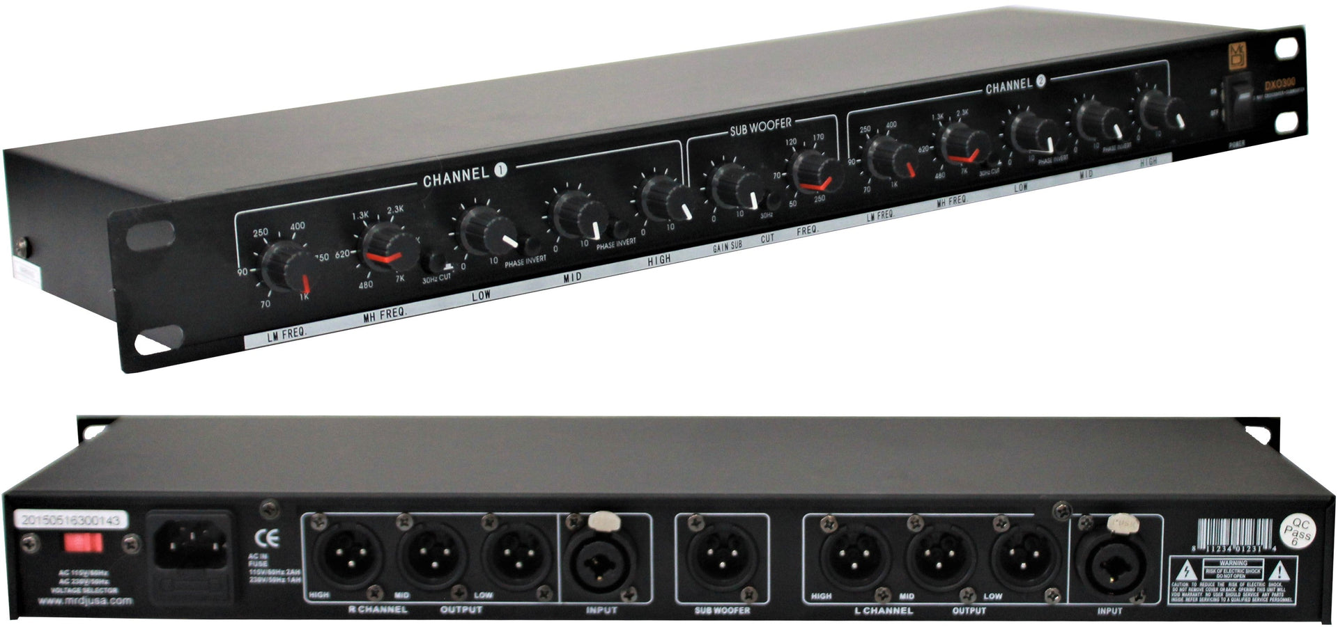MR DJ DXO200 PRO PA DJ Club Stereo 2 Way Plus Subwoofer Crossover Output