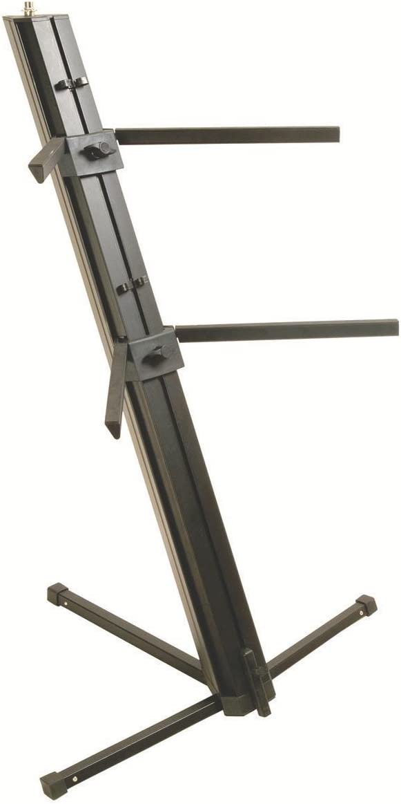 MR DJ KS1000B PRO Professional 2-Tier Black Column Keyboard Stand W 5/8" Mic Mount