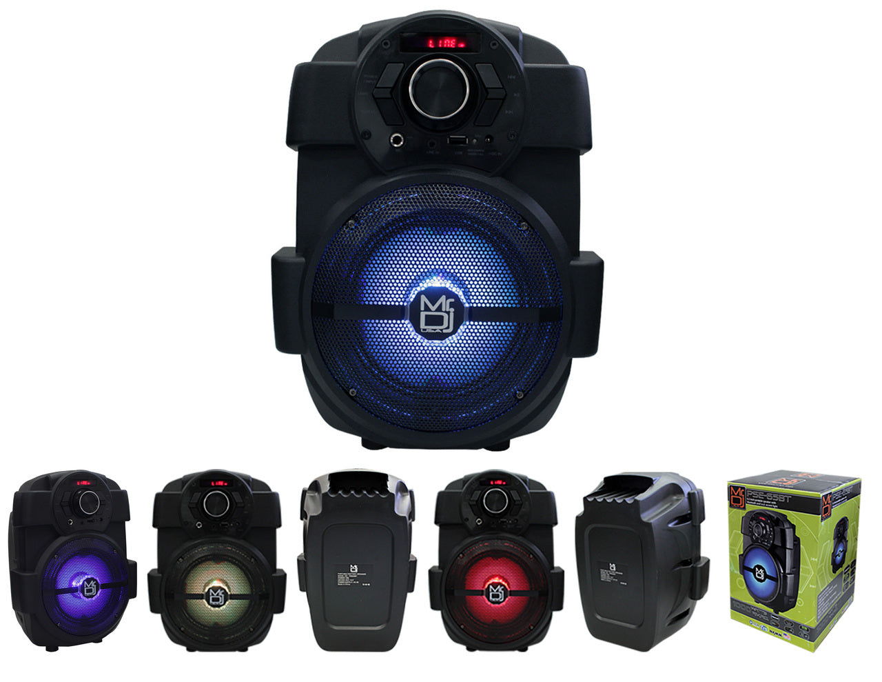 2 MR DJ PSE65BT Bluetooth Speaker 6.5" Portable Active Speaker with Rechargeable Battery Party Speaker with Bluetooth 1000 Watts P.M.P.O
