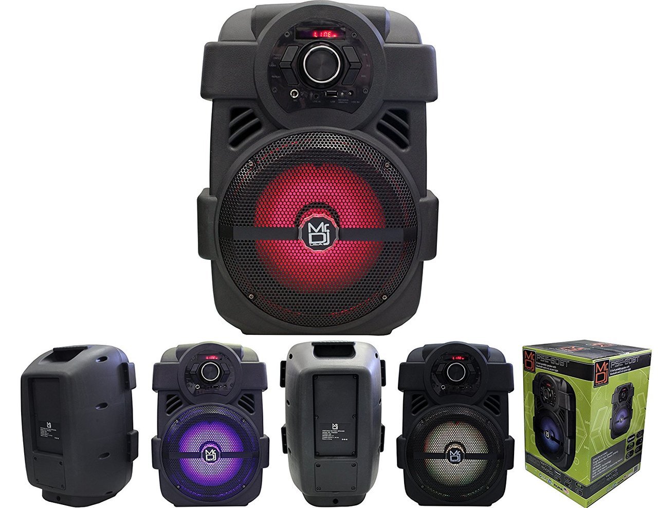 2 MR DJ PSE-80BT 8â€ 1200W Portable Rechargeable Bluetooth Active Speaker