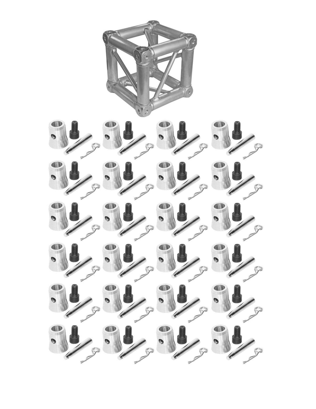 MR DJ DTJB6W 6-Way Square Truss Junction Cube Fit 12" F34 Truss Systems 24 Half Conical Couplers for 6 Way Installation