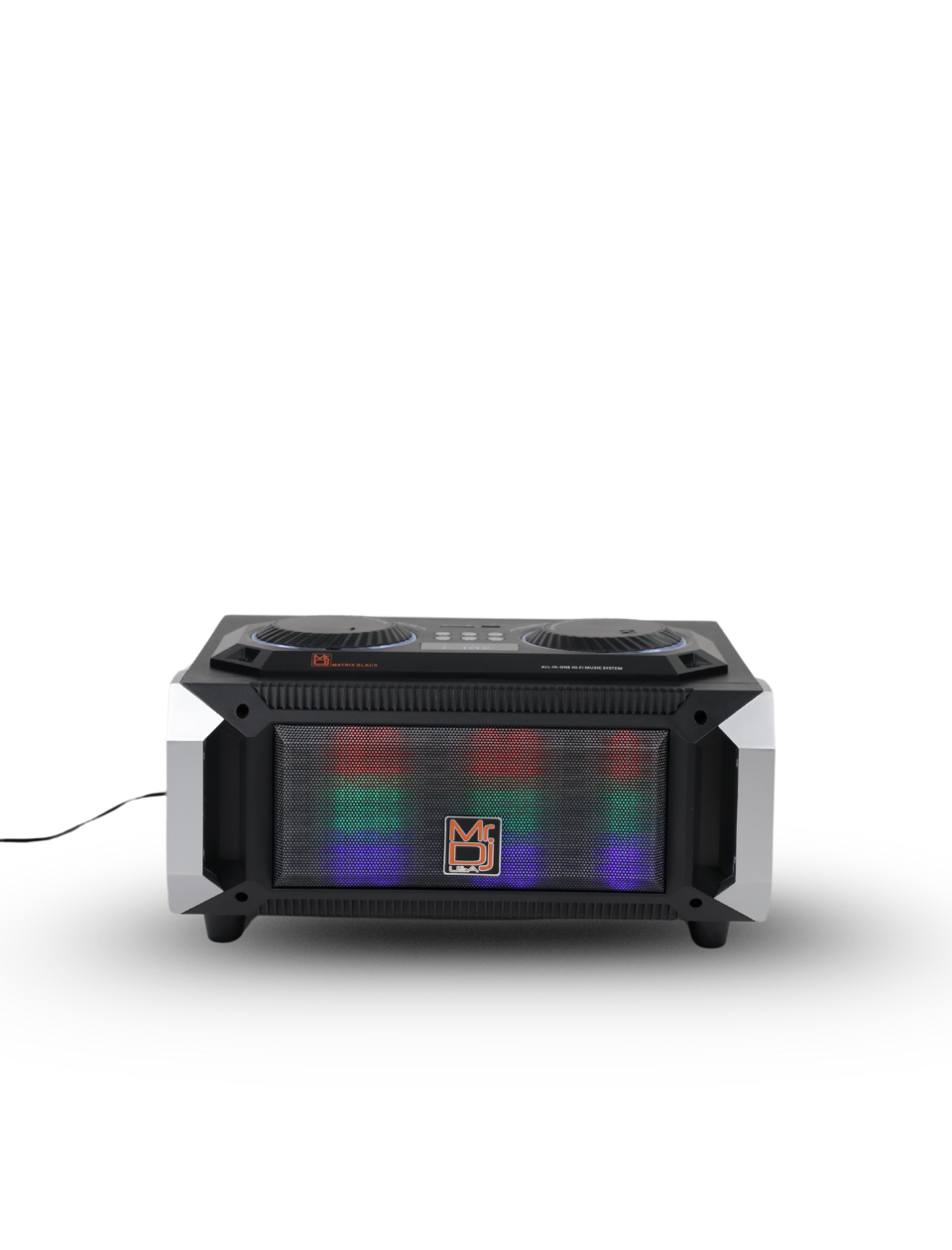 MR DJ Matrix Black Bluetooth Speaker Karaoke Sound Activated Lights, FM Radio, USB/Micro SD Card, & LED Party Light Perfect for Party