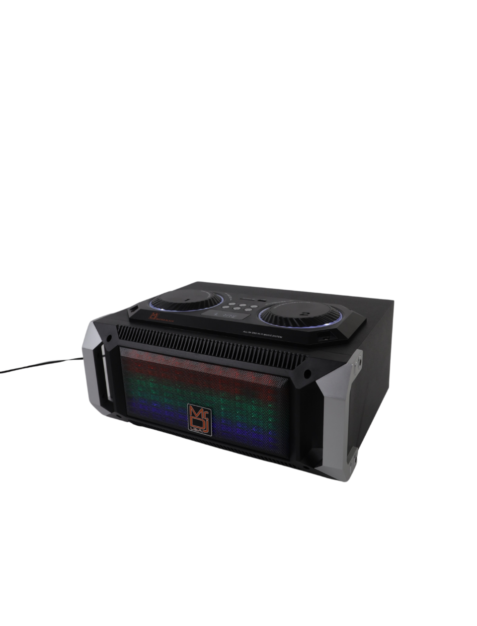 MR DJ Matrix Black Bluetooth Speaker Karaoke Sound Activated Lights, FM Radio, USB/Micro SD Card, & LED Party Light Perfect for Party