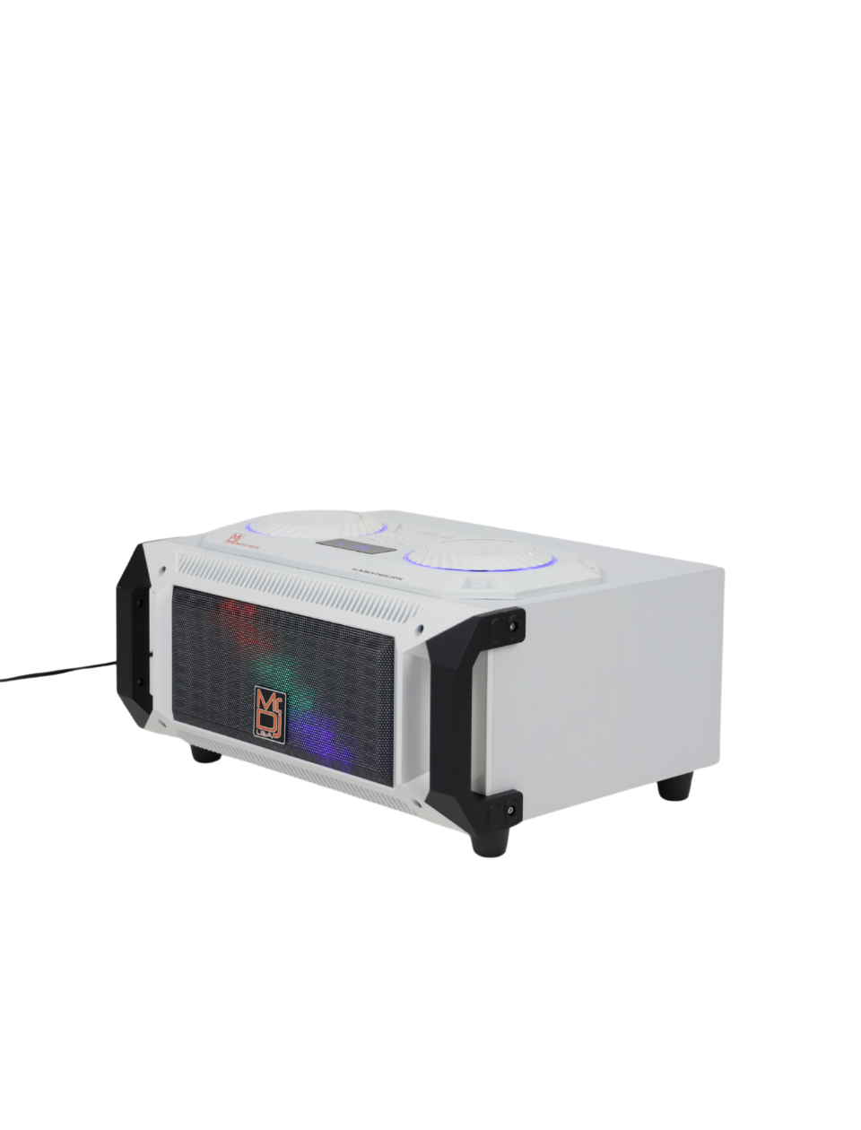 MR DJ Matrix White Bluetooth Speaker Karaoke Sound Activated Lights, FM Radio, USB/Micro SD Card, & LED Party Light Perfect for Party