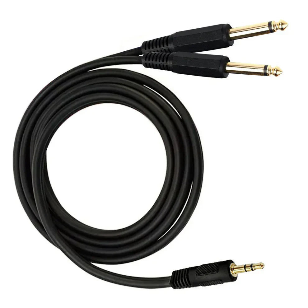 MR DJ CEQY6P 6Ft 3.5mm Mini TRS Stereo to Dual 1/4" TS Mono