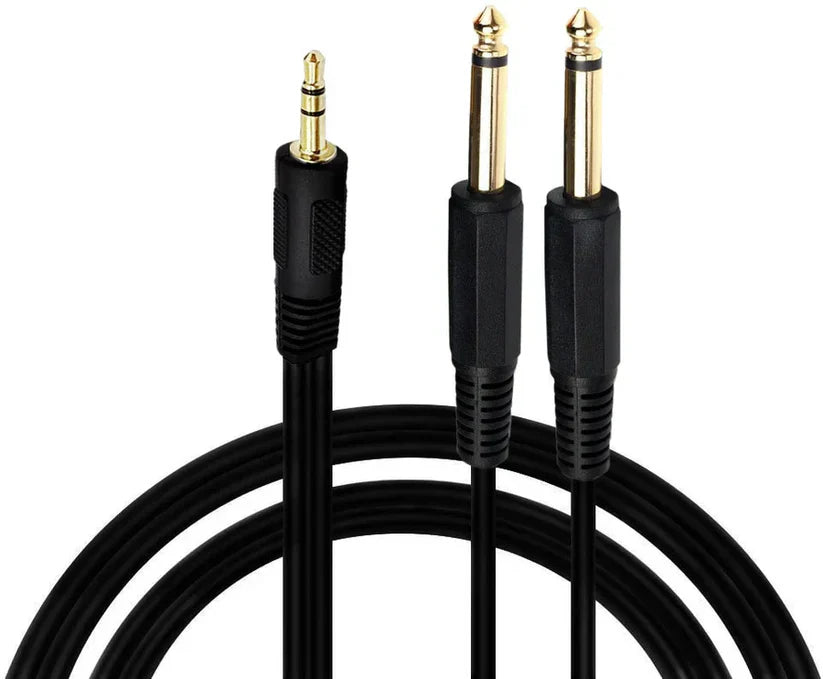 MR DJ CEQY6P 6Ft 3.5mm Mini TRS Stereo to Dual 1/4" TS Mono