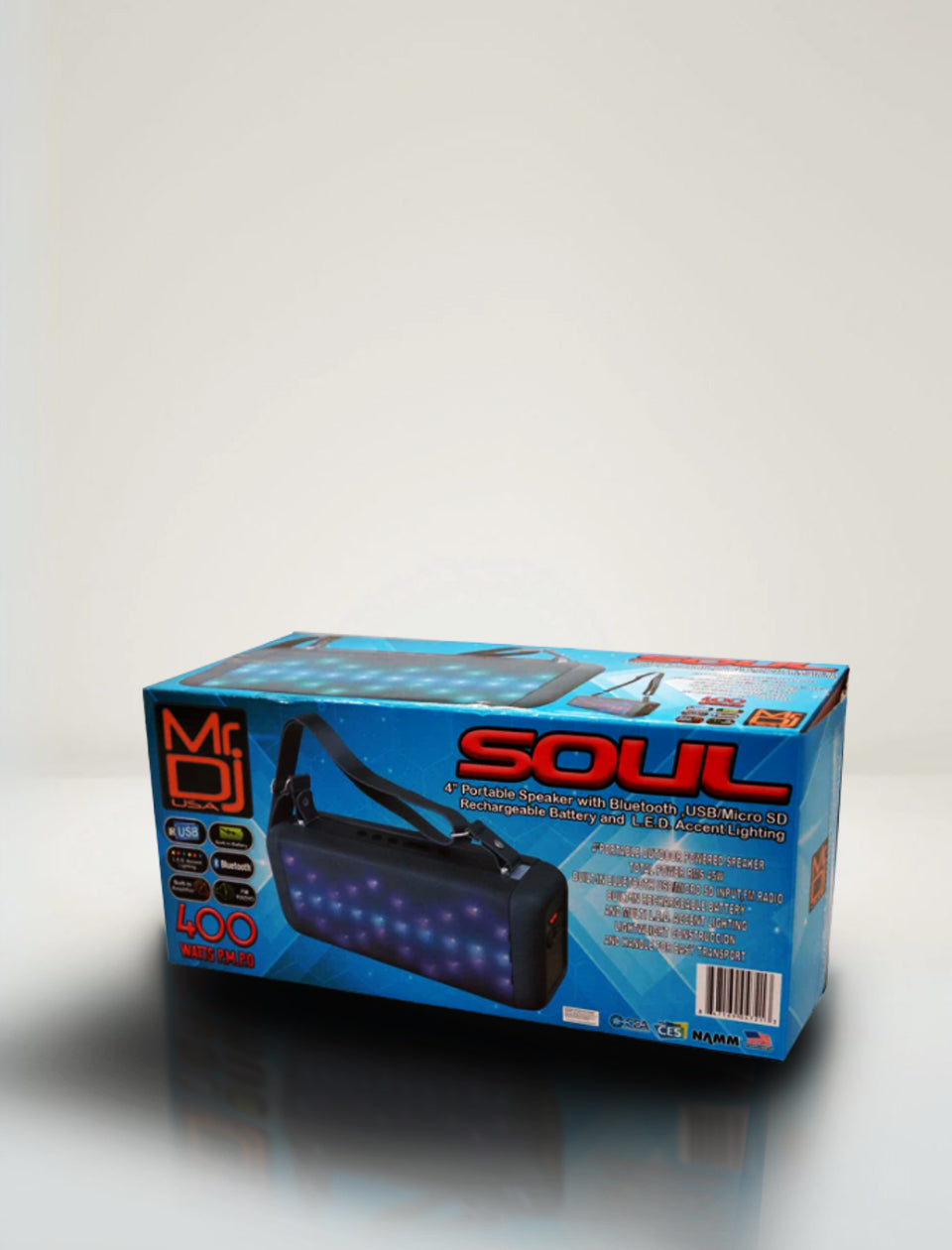 MR DJ SOUL Double 4" Portable Power Active Bluetooth Rechargeable LED Light Speaker