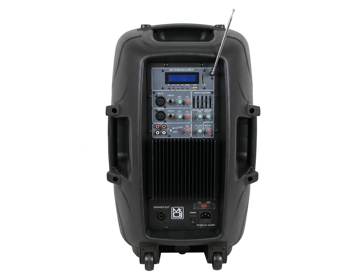 MR DJ PBX2109MP3 1600W 12" Powered PA DJ Active Loudspeaker with USB, SD Card & MP3 Player