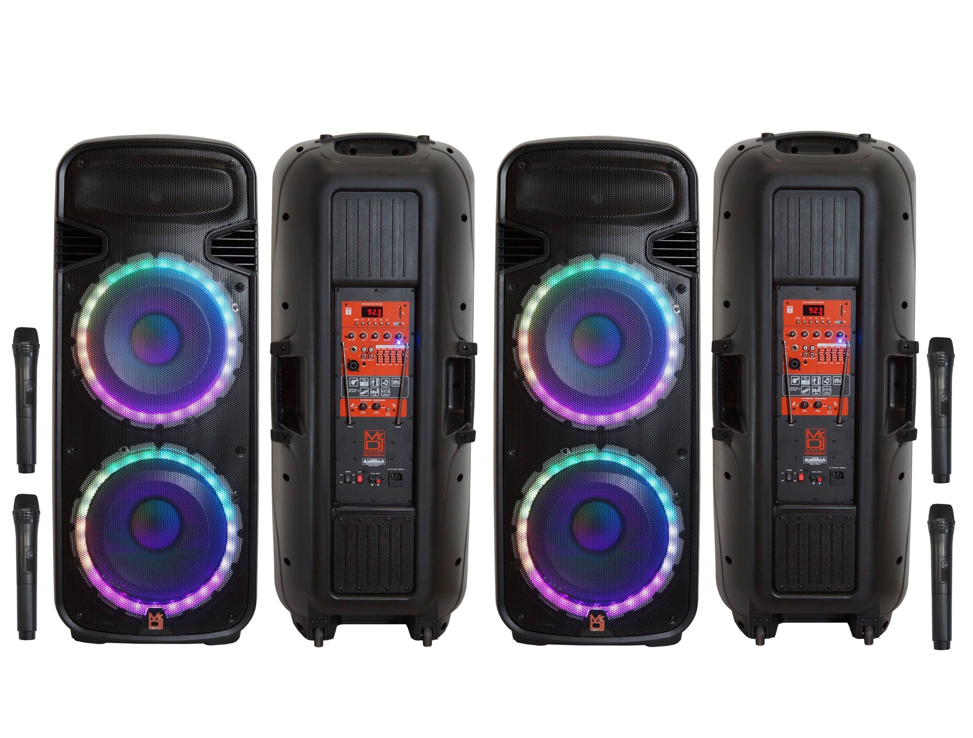 Pair of MR DJ 4500 Watts Dual 12" Rechargeable PA DJ Speaker Bluetooth Light Echo MIC