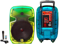 2 MR DJ PL12FLAME 12" Portable Translucent Bluetooth Speaker with remote and microphone.