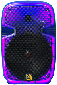 2 MR DJ PL12FLAME 12" Portable Translucent Bluetooth Speaker with colorful lighting.