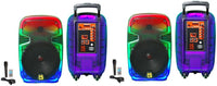 2 MR DJ PL12FLAME 12" Portable Translucent Bluetooth Speaker with RGB lights and remote control.