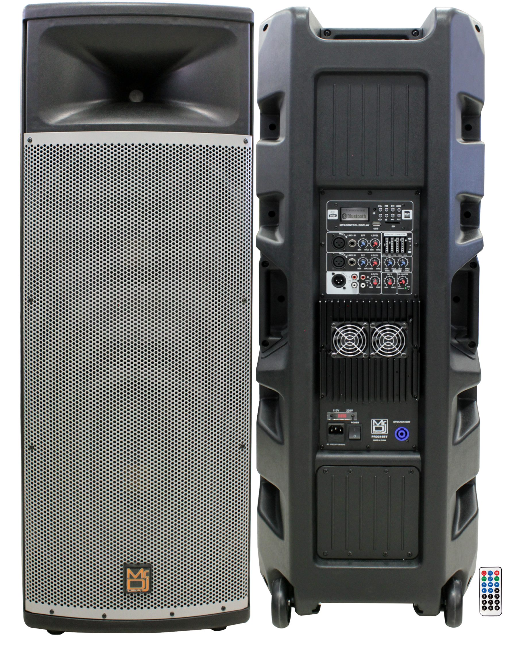 MR DJ PRO215BT PRO PA DJ Dual 15" 3-Way Powered/Active DJ PA Multipurpose Live Sound Loudspeaker
