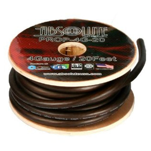 Absolute PROP4G50BK Pro Series Black 50 Feet 4 Gauge Ultra Flexible Power/Ground Battery Amp 12V Cable Wire