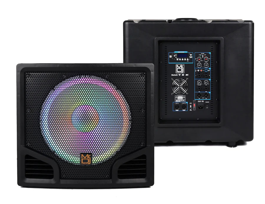 Mr. Dj PROSUB18LED 6000W PA DJ Club Powered Active Subwoofer with 2 Speaker Output with Party Show Led