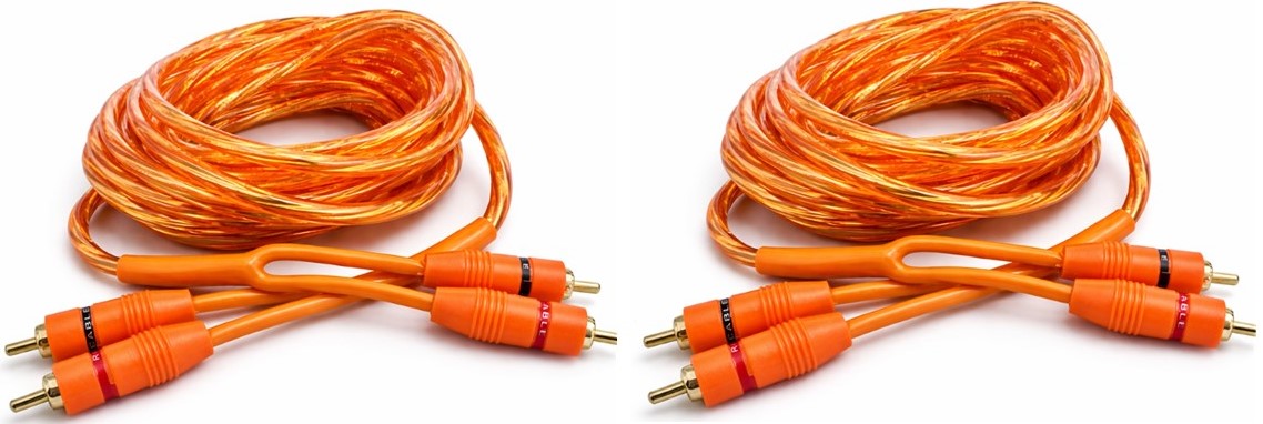 2 Absolute RCA12OR 12ft Orange RCA Cable 100% OFC Oxygen Copper 2-Ch Stereo Interconnect Twisted Pair Noise Reduction Gold-Plated Connectors HiFi Audio Cable for Car/Home Audio