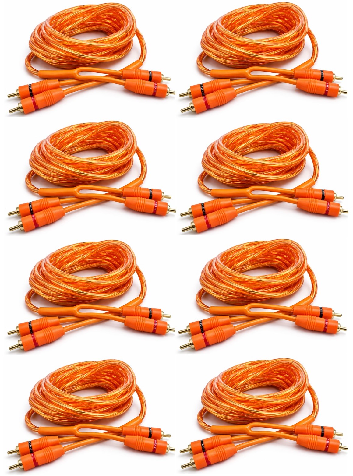 8 Absolute RCA20OR 20ft Orange RCA Cable 100% OFC Oxygen Copper 2-Ch Stereo Interconnect Twisted Pair Noise Reduction Gold-Plated Connectors HiFi Audio Cable for Car/Home Audio