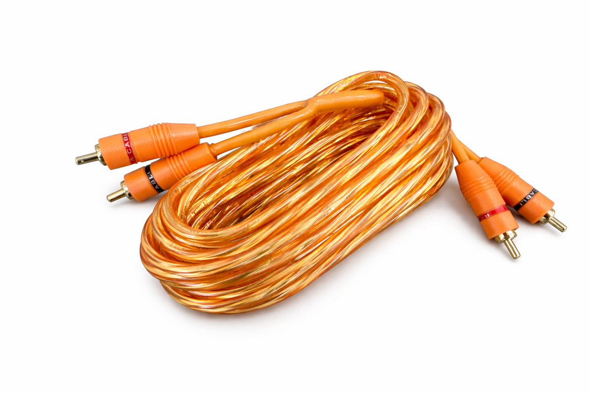 Absolute RCA1OR 1ft Orange RCA Cable 100% OFC Oxygen Copper 2-Ch Stereo Interconnect Twisted Pair Noise Reduction Gold-Plated Connectors HiFi Audio Cable for Car/Home Audio