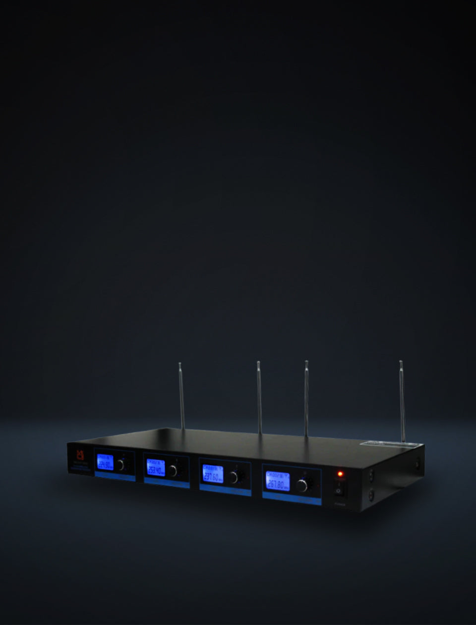 MR DJ MICVHF8800 4 Channel Professional PA/DJ/KTV/Karaoke VHF Handheld Wireless Microphone System with Digital Receiver