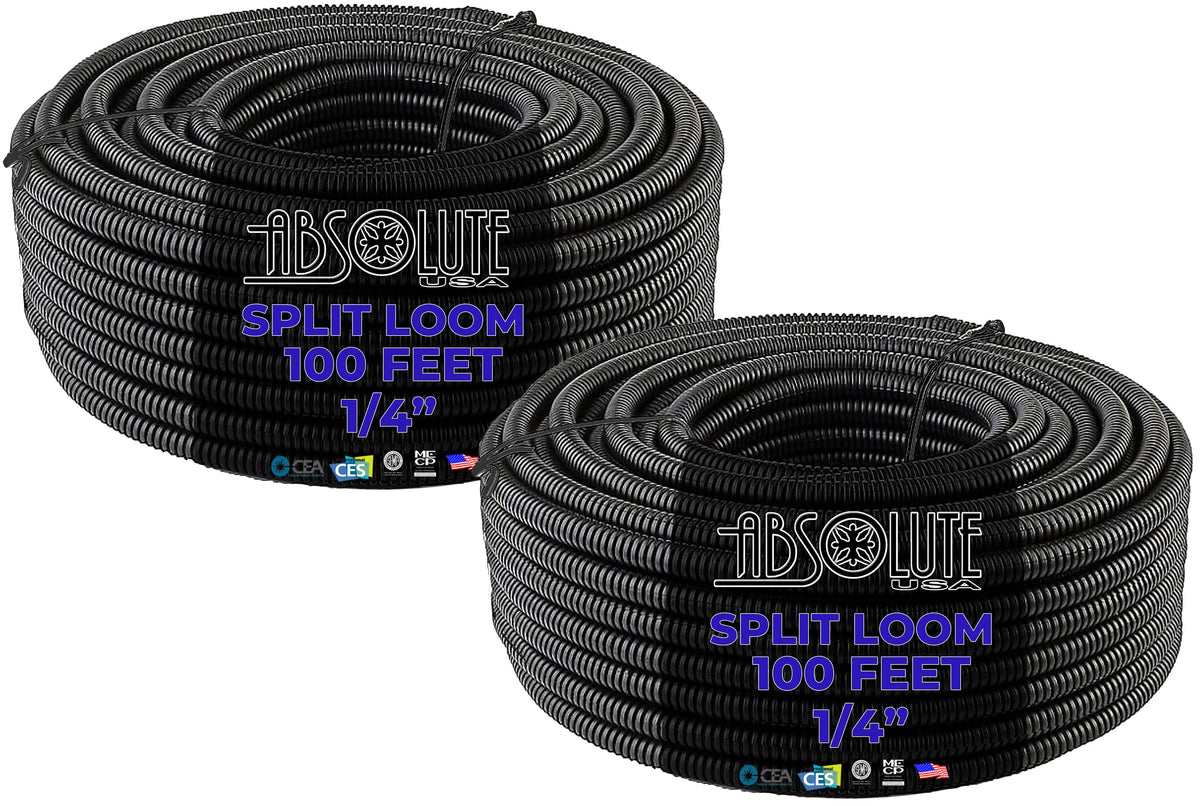 Absolute SLT14 200 feet 1/4" split loom wire tubing hose cover auto home marine