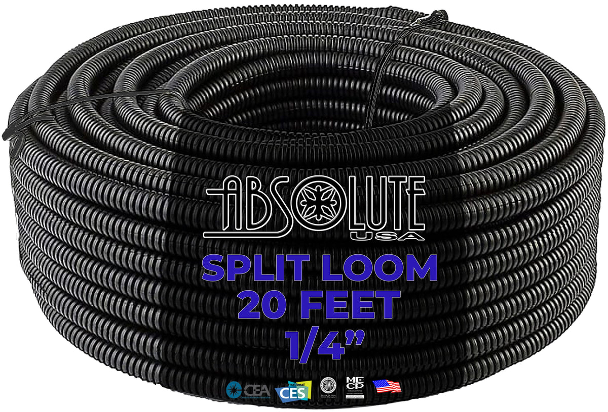 Absolute SLT14 20 feet 1/4" split loom wire tubing hose cover auto home marine