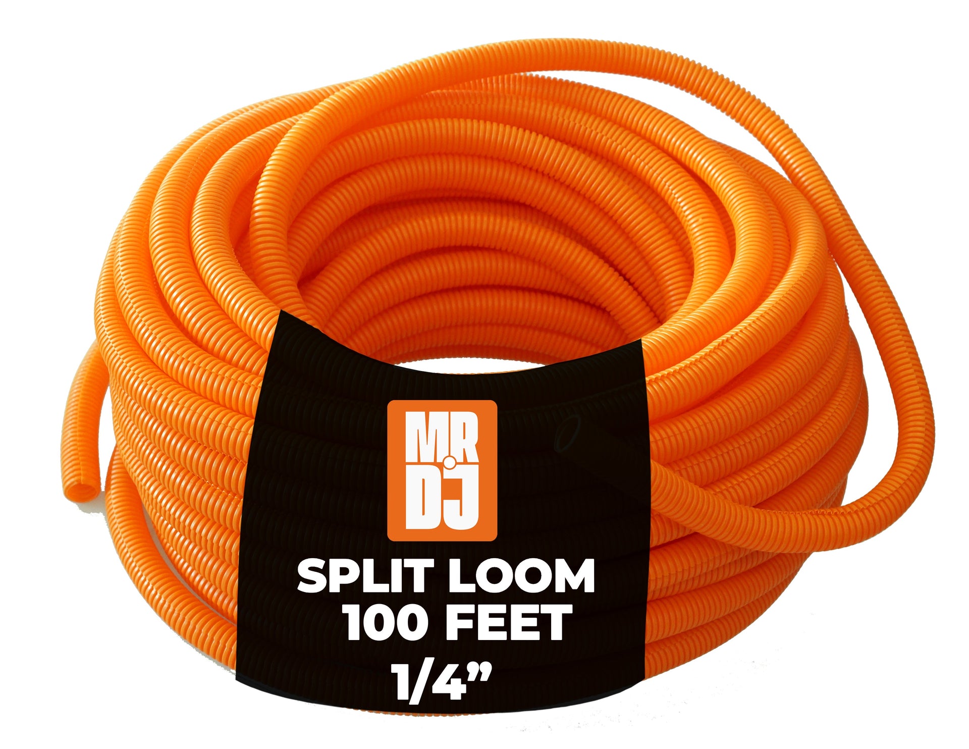 MR DJ DSLT14OR 100' 1/4" 6.35mm Orange Split Wire Loom Conduit Tubing Sleeve Tube