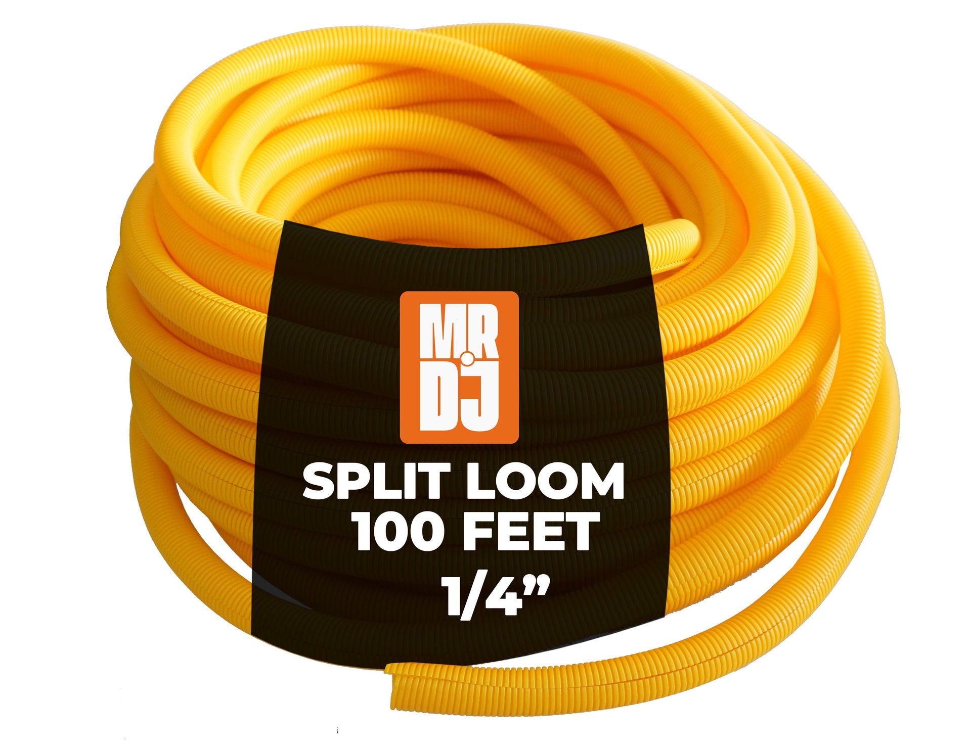 MR DJ DSLT14YL 100' 1/4" 6.35mm Yellow Split Wire Loom Conduit Tubing Sleeve Tube