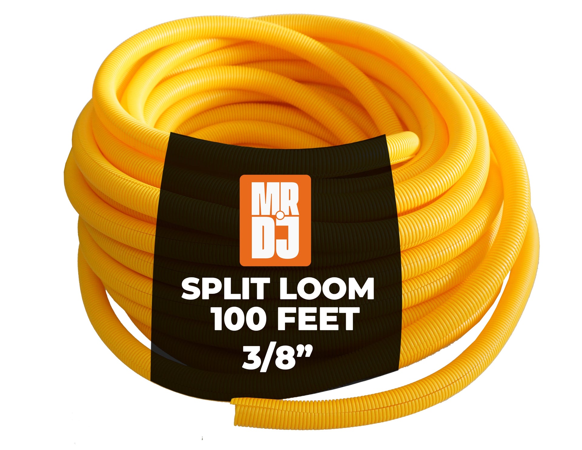 MR DJ DSLT38YL 100' 3/8" 10mm Yellow Split Wire Loom Conduit Tubing Sleeve Tube