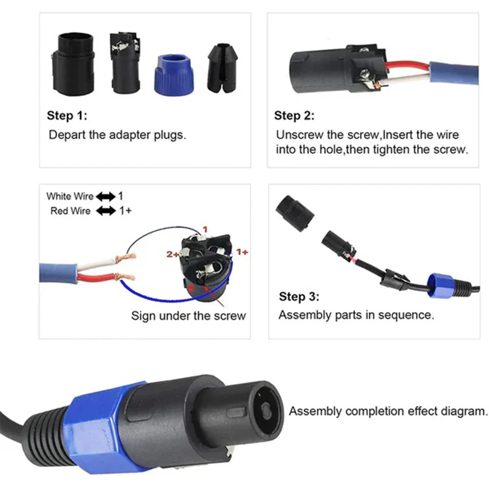 MR DJ SPAM4 4-Pack Right-Angle Speakon Compatible PA/DJ Speaker Cable Connectors