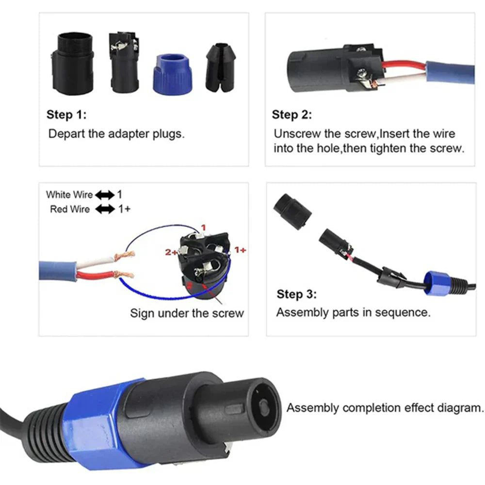 MR DJ SPAM2 2-Pack Right-Angle Speakon Compatible PA/DJ Speaker Cable Connectors