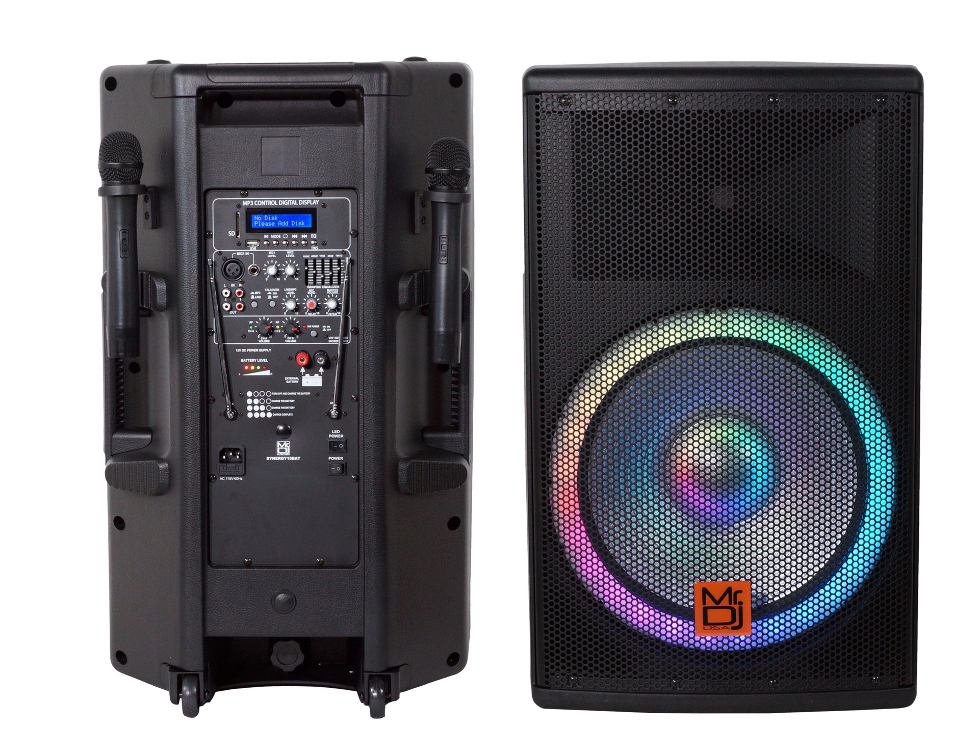 MR DJ SYNERGY15BAT 15" 3500W Power Speaker Battery/Bluetooth/Amplifier/SD/USB/FM