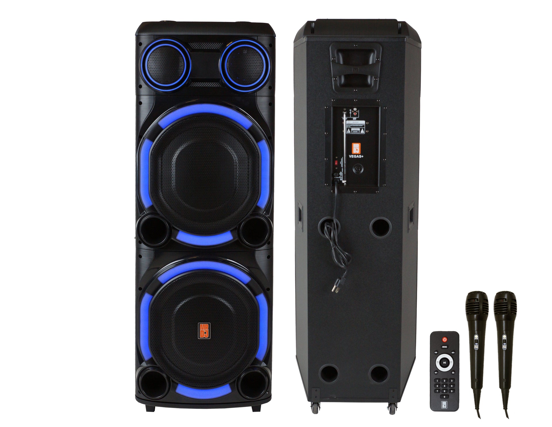 MR DJ VEGAS+ Dual 15” Powered Bluetooth DJ Speaker 6500W Active PA System