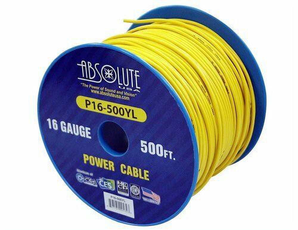 Absolute USA P16-500YL 16 Gauge 500FT Primary Power & Remote Wire – Yellow